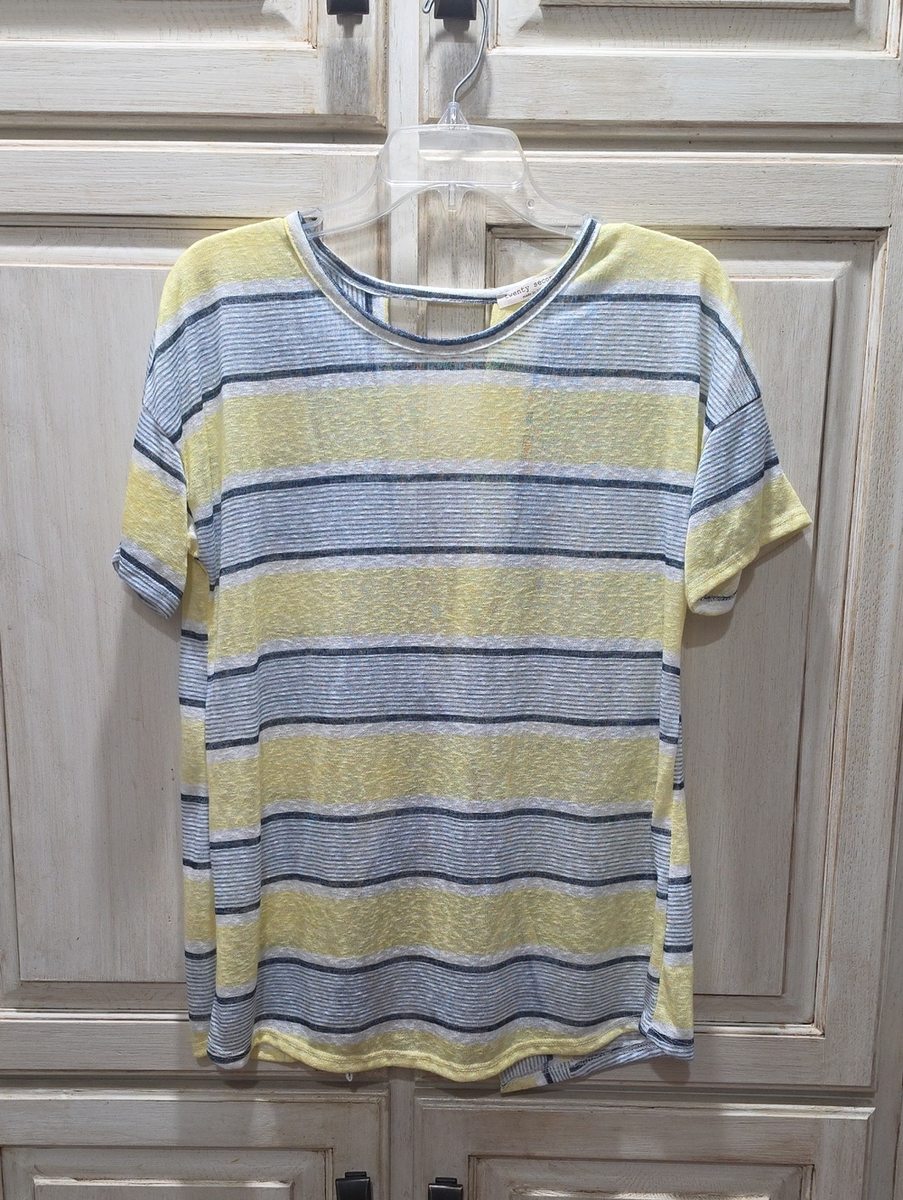 twenty second Yellow and Blue Striped Crewneck Tee